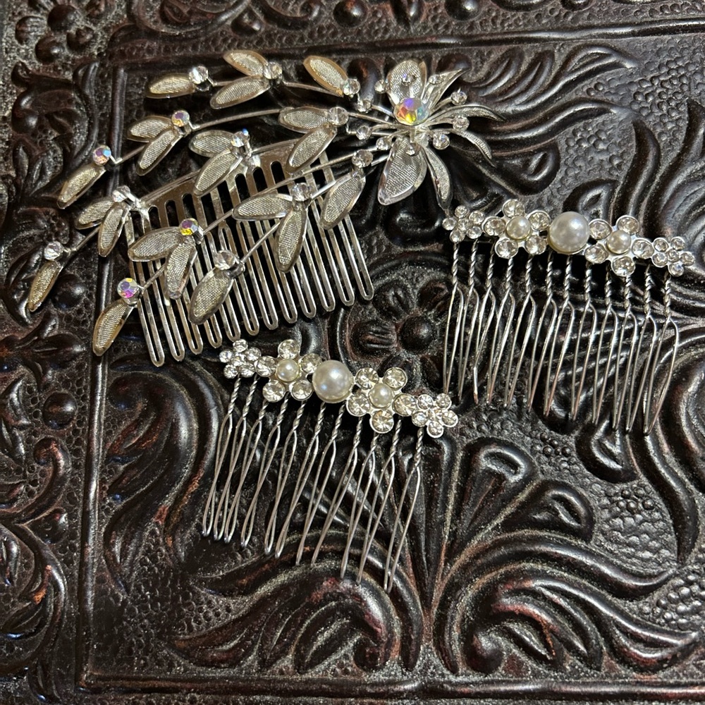 Bridal Silver Hair Comb Set